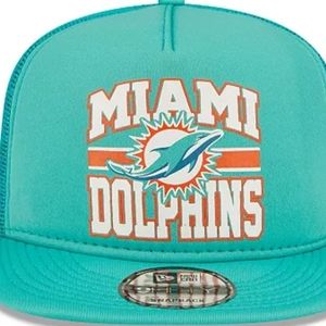 "New" Aqua Miami Dolphins A-Frame Trucker Snapback Cap By New Era.